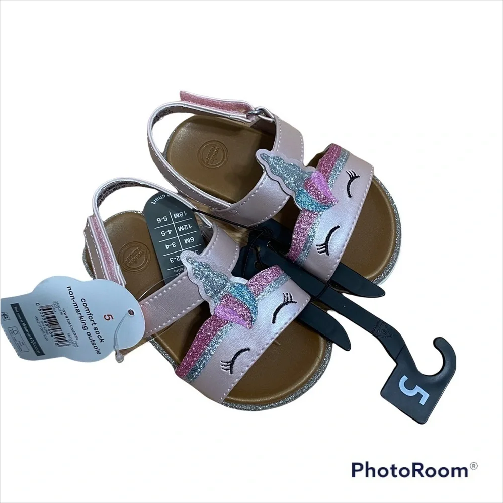 Wonder Nation Unicorn Sandals NWT Sz 5 Baby Girl Pink